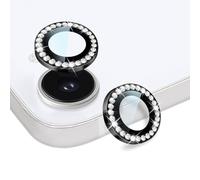 DiyGody 2PCS Compatible with iPhone 17e/16e Camera Lens Protector, Glitter Rhinestone 9H Clear Tempered Glass Anti-Scratch, Bling Phone Lens Protective Cover for iPhone 17e/16e, Black