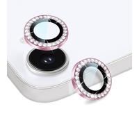 DiyGody 2PCS Compatible with iPhone 17e/16e Camera Lens Protector, Glitter Rhinestone 9H HD Clear Tempered Glass Anti-Scratch, Bling Phone Lens Protective Cover for iPhone 17e/16e, Pink