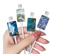 DiyGody Cable Protector for iPhone Type-c, Unique Luxury Marble Pattern 4pcs Soft Phone Cable Protector,Charging Cord Protector,Cable Chomper,Cable Sleeve Cord Saver for Women Girls