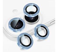 DiyGody Camera Lens Protector Compatible with iPhone 17, Glitter Design 9H HD Clear Tempered Glass Anti-scratch, Bling Phone Lens Protective Cover for iPhone 17/16/16 Plus, Light Blue