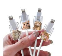 DiyGody Cartoon Cable Protector for iPhone Type-c Charger, Cute Kawaii Cat Design 4 PCS Set, Cable Sleeve Charging Cord Protector