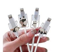 DiyGody Cartoon Cable Protector for iPhone Type-c Charger,Cute Panda on Tree Design 4 PCS Set Clear Cable Case for Women Girls Kids,Cable Sleeve Charging Cord Protector Phone Cord Saver