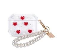 DiyGody Case Compatible with AirPods Pro 3 Cover with Pearl Wrist Chain Keychain, Glitter Design Sparkle Bling TPU Full Protective Shockproof Cover for AirPods Pro 3, Heart