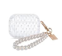 DiyGody Case Compatible with AirPods Pro 3 Cover with Pearl Wrist Chain Keychain, Glitter Diamond Design Sparkle Bling Rhinestones TPU Full Protective Shockproof Cover for AirPods Pro 3, Transparent