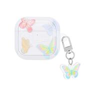 DiyGody Case for AirPods 4th Generation Cover with Lovely Keychain, Pretty Colorful Butterfly Design for Women Shockproof Soft TPU Protective Skin Cover Case for AirPods 4 Gen (2024)