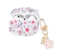 DiyGody Case for AirPods Pro 1st/2nd Genration with Keychain, Pretty Little Flowers Design Clear for Women TPU Shockproof Protective Bumper Cover Case for AirPod Pro