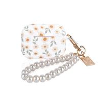 DiyGody Case for AirPods Pro 1st/2nd Genration with Pearl Bracelet Keychain, White Flowers Design Women Soft Silicone Shockproof Protective Skin Cover for Airpod Pro