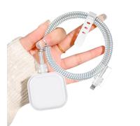 DiyGody Charger Protector Set for iPhone Charger Plug, Protective Cover for UK Apple 18/20W Power Adapter, Data Cable Case Wire Saver in TPU for USB-C Type-L, Phone Charger Protection for Girls, White