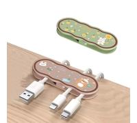 DiyGody Cute Cable Clips Cord Organizer, Self Adhesive Cable Management 2 Packs Cartoon Bear Flowers Wave Cable Organizer Cord Holder for Office Home Car and Desk (Green&Brown)
