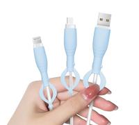 DiyGody Cute Cable Protector Compatible for iPhone Type-C Android USB Cable,3 PCS Soft Silicone Charging Cable Protector Cord Saver Data Cable Organizer Cable Ties - Blue