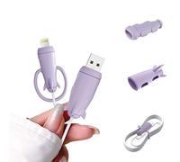 DiyGody Cute Cable Protector Cover for iPhone Type-C Android USB,2 in 1 Cable Protector 2 PCS Silicone Stretchable Data Cable Organizer Charging Cord Saver - Purple