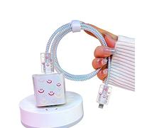 DiyGody Cute Cable Protector for iPhone Charger with Clear Smiley face Design, Soft Data Line Cable USB Wire Saver Charger Protector Compatible for iPhone 7 8 11 12 13 14 Pro Max Plus XR