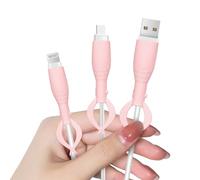 DiyGody Cute Cable Protector for iPhone Type-C Android USB Cable,3 PCS Soft Charge Cable Protector Cord Saver Winder Data Cable Organizer Cable Ties - Pink