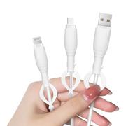 DiyGody Cute Cable Protector for iPhone Type-C Android USB Cable,3 PCS Soft Silicone Stretchable Charger Cord Saver Data Cable Organizer Cable Ties - White