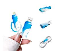 DiyGody Cute Cable Protector for iPhone Type-C Android USB Charger,2 in 1 Cable Protector 2 PCS Silicone Stretchable Data Cable Buddies Charging Cord Saver - Blue White
