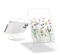 DiyGody Cute Phone Stand for Desk Clear Wild Flower Bouquet Pattern for Girls Women Pretty Acrylic Floral Adjustable Stand Holder Compatible for All Smartphones,Tablets,iPhone,Switch,iPad