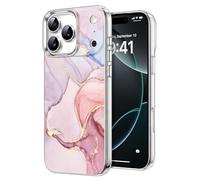 DiyGody Elegant Case Compatible for iPhone 17 Pro Max 6,9 inch 5G 2025, Protective Phone Cover with Marble Print Pattern for Girls, Soft Ultra Thin TPU Case Shockproof Dust-proof Anti-scratch, Pink