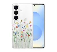 DiyGody Flower Case Compatible with Samsung Galaxy S26 (2026), Protective Phone Cover with Wild Flowers Grass for Girls, Transparent Soft Ultra Thin Silicone Case Shockproof Dust-Proof Anti-Scratch