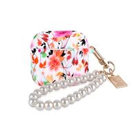 DiyGody Flowers Case for AirPod 4th Generation 2024 with Pearl Wrist Keychain, Pretty Ink Flowers Design for AirPods 4 Case Soft TPU Shockproof Protective Skin Cover for Women