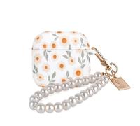 DiyGody Flowers Case for AirPod 4th Generation with Pearl Bracelet Keychain, Pretty Daisy Flowers Design for AirPods 4 Case Soft TPU Shockproof Protective Skin Cover for Women