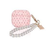 DiyGody for AirPods 4th Generation Case with Pretty Pearl Bracelet Keychain, Sparkle Bling Glitter Diamond Design for Women Girls Soft TPU Shockproof Protective Cover for Airpods 4 (2024)-Pink