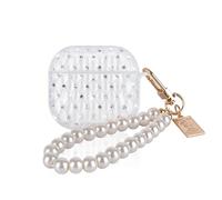 DiyGody for AirPods 4th Generation Case with Pretty Pearl Wrist Chain,Glitter Diamond Clear Sparkle Bling Design for Women Girls Soft TPU Shockproof Protective Cover for Airpods 4