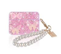 DiyGody for AirPods Pro 2 Case 2022 Glitter with Pearl Keychain, Butterfly Bow Tie Sparkle Design for Girls Women Shockproof Full Protective Cover Case for AirPods Pro 2nd Generation(Pink)