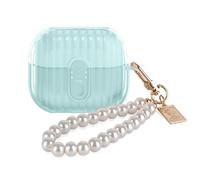 DiyGody for Samsung Galaxy Buds 3/Buds 3 Pro Case, Unique Security Lock with Pearl Keychain, Soft TPU Shockproof Bumper Skin Cover - Clear Green