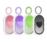 DiyGody for Samsung Galaxy SmartTag 2 Case with Cute 3D Love Design 4 Pack Silicone Protective Holder for Galaxy Smart Tag 2 with Keychain for Backpacks/Keys/Wallet/Pets (Purple&Pink&Green&Black)