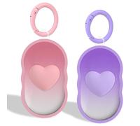 DiyGody for Samsung Galaxy SmartTag 2 Keyring Case, Cute 3D Love Heart Pattern 2 Pack Silicone Protective Holder for Galaxy Smart Tag 2 with Keychain for Backpacks/Keys/Wallet/Pets (Pink&Purple)