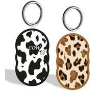 DiyGody for Samsung Galaxy SmartTag 2 Keyring Case, Cute Cow&Leopard Pattern 2 Pack Silicone Protective Holder for Galaxy Smart Tag 2 with Keychain for Backpacks/Keys/Wallet/Pets