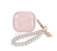 DiyGody Glitter Case for AirPod 4th Generation 2024 with Pearl Wrist Keychain,Sparkle Bling Pretty Cute Soft TPU Shockproof Protective Cover Skin for AirPods 4 for Women Girls -Marble Pink