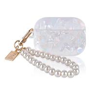 DiyGody Glitter Case for Airpod Pro 2nd Generation 2022 with Pearl Wrist Keychain,Sparkle Bling Pretty Cute Soft TPU Shockproof Protective Skin Cover for Airpod Pro 2 for Women Girls -White