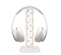 DiyGody Headphone Stand for Desk - Gaming Headset Holder With Clear Love Hearts Pattern, Cellphone and Earphone Stand, Desk Accessories for All Headphones Sizes