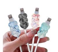 DiyGody Lovely Cable Protector for iPhone Type-C Charger - Heart Shape Sparkle Marble Pattern 4 PCS Set for Women Girls, Charging Cord Saver, Cable Chomper