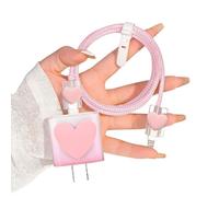 DiyGody Lovely DIY Cable Protector for iPhone Charger Adapter with Gradient Heart Design,Transparent Soft Data Line USB Cover Wire Cord Saver Phone Cable Case for iPhone Charger-Pink