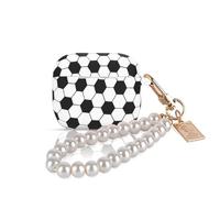 DiyGody Protective Case Compatible for Airpods 3 Generation 2021 with Pearl Bracelet Keyring, Cute Cover with Football Pattern for Women, Ultra Thin Silicone Case Shockproof Anti-scratch Anti-dust