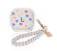 DiyGody Protective Cover Compatible for Beats Powerbeats Pro 2 2025 with Pearl Bracelet Keyring, Transparent TPU Case with Colorful Love Heart Pattern for Girls, Shockproof Waterproof Anti-scratches