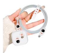 DiyGody Protector Set Compatible for iPhone 40W Charger Plug, Phone Charger Protective Cover for UK Apple Type-C/L Power Adapter, Data Cable Case Wire Saver Cute Design for Girls, White 3D Astronaut