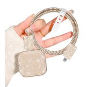 DiyGody Protector Set for iPhone Charger Plug, Phone Charger Cable Protective Cover for UK Apple 18/20W Power Adapter, Data Cable Case Wire Saver for USB-C Type-L, Shiny Diamond Design for Girls, Gold