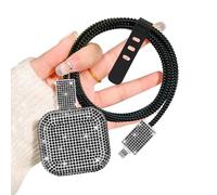 DiyGody Protector Set for iPhone Charger Plug, Phone Charger Cable Protective Cover for UK Apple 18/20W Power Adapter, Data Cable Case Wire Saver for USB-C Type-L, Shiny Diamond Design for Girl, Black