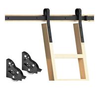 DIYHD 8FT Home Office Sliding Library Ladder Hardware, Rustic Black Barn Style Rolling Stepladder Track Kit,Bottom Wheel with Brake,MAX Load 300lbs,(No Ladder)