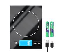 Diyife 15kg/33lbs Rechargeable Digital Kitchen Scales, 1g High Precision | 5 Units, Tare, Stainless Steel Platform, Large LCD Display,Battery Included,USB Charging Food Scales for Baking,Cooking,Black