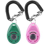 Diyife Dog Clicker, [2 PCS,Green&Pink] Pet Training Clicker with Wrist Strap for Dog Cat Horse