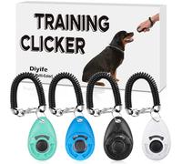 Diyife Dog Clicker, [4 PCS, Green&Blue&Black&White] Dog Training Clicker with Wrist Strap for Dog Cat Horse Clickers for Dog Training Lightweight Durable Puppy Clicker Training Kit for Pet Lovers