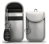 Diyife Faraday Pouch for Car Keys, [2 Pack] Car Key RFID Signal Blocking Pouch with Hook Securing Keyring, Waterproof Faraday Key fob Protector, Anti-Theft Remote Entry Keyless Protect [Silver]