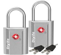 Diyife Heavy Duty Zinc Alloy Travel Locks - 2 Pack Security Suitcase Padlocks with 4 Keys (Silver)