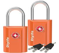 Diyife Heavy Duty Zinc Alloy Travel Locks - 2 Pack Small Suitcase Locks with 4 Keys (Orange)