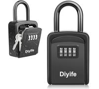 Diyife Key Safe, [Weatherproof] Portable Lock Box for Keys Outdoor with Removable Shackle, Hangable Combination Key Lock Box for Home Office Garage School Airbnb, Free of Installation