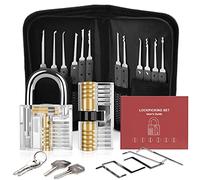 Diyife Lock Pick Set, [Updated Version][26 Pieces] Premium Practice Lock Picking Tools with 2 Transparent Training Padlock for Lockpicking, Guide for Beginner and Locksmith Training (Black)